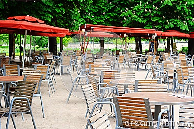 Cafe terrace in Tuileries Garden, Paris Stock Photo