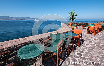 Street in Molyvos, Lesbos Island, Greece. Stock Photo