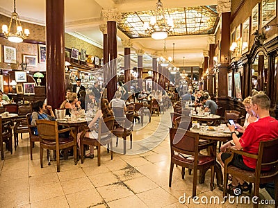 Cafe Tortoni in city centre of capital Buenos Aires, Argentina Editorial Stock Photo