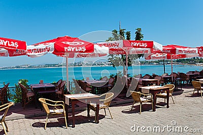 Cafes in Side, Turkey Editorial Stock Photo