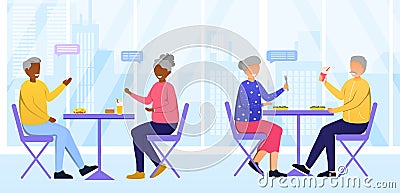 Cafeteria in Nursing Home Vector Illustration