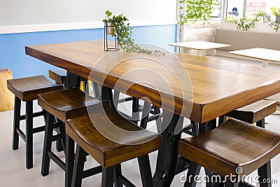 Cafeteria table and chairs Stock Photo