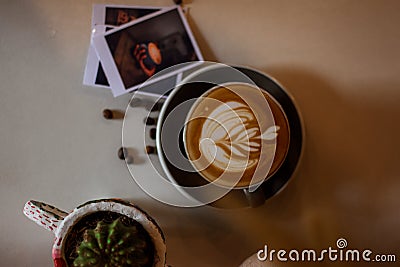 Coffee latte with some property`s Stock Photo