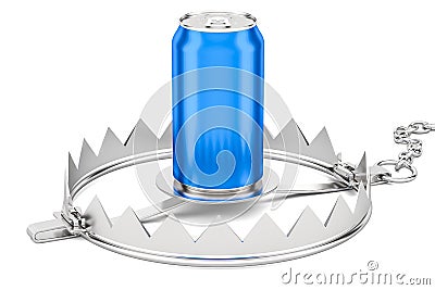 Caffeine or alcoholism dependence concept. Metallic drink can Stock Photo