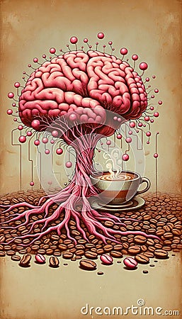 Caffeine, through antagonism of ARs, affects brain functions such as sleep, cognition, learning, and memory Stock Photo