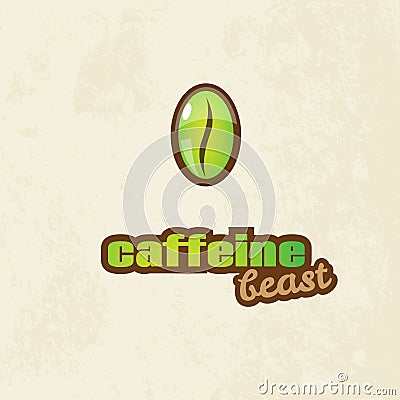 Caffeine Beast, Vector Logo, Green Caffe Bean Vector Illustration