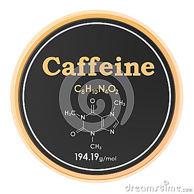Caffeine. Chemical formula, molecular structure. 3D rendering isolated on white background Stock Photo