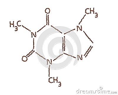 Caffeine molecule made by coffee beans. Stock Photo