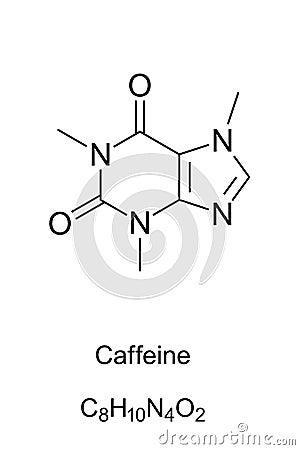 Caffeine molecule, theine, skeletal formula Vector Illustration