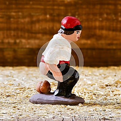 The caganer, a typical Catalan character in the nativity scenes Stock Photo