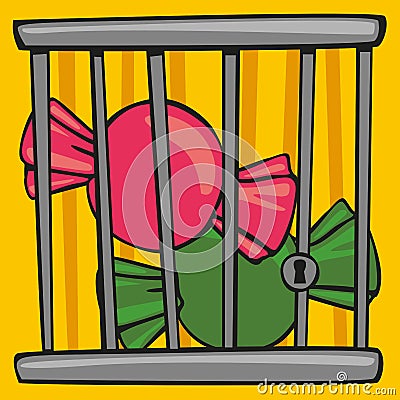 Sweets are imprisoned to symbolize the sin of gluttony. Stock Photo