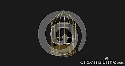 Cage gold symbol of freedom in perspective Stock Photo