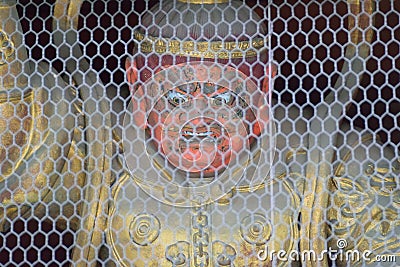 Caged devil statue at Japanese Temple Editorial Stock Photo