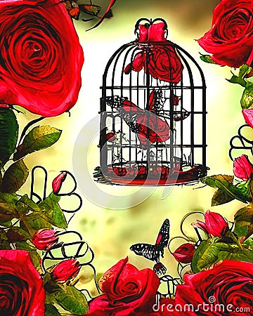 Caged dreams, fly away from your personal prison! Stock Photo