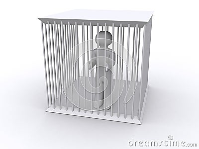 Caged white figure Stock Photo