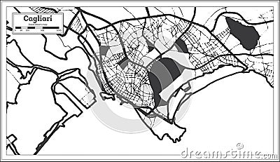 Cagliari Italy City Map in Black and White Color in Retro Style. Outline Map Stock Photo