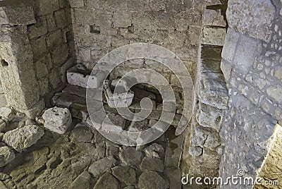 Cagliari, Italy - 9 jan 2024: Interior of a kitchen in a Romanesque house Editorial Stock Photo