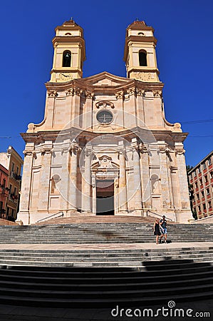 Church of Sant`Anna Chiesa di Sant`Anna front view Cagliari Editorial Stock Photo