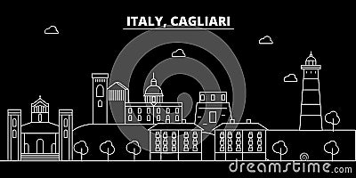 Cagliari silhouette skyline. Italy - Cagliari vector city, italian linear architecture, buildings. Cagliari travel Vector Illustration