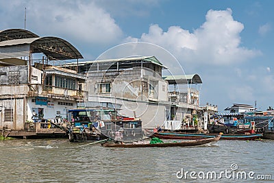 Action on Kinh 28 canal in Cai Be, Mekong Delta, Vietnam Editorial Stock Photo