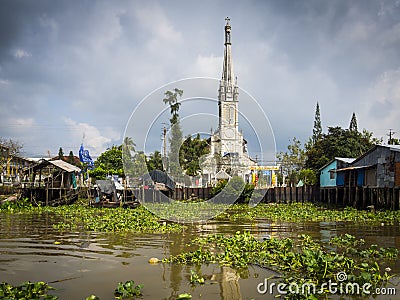 Cai Be, Vietnam View of Cai Be Church from M Editorial Stock Photo