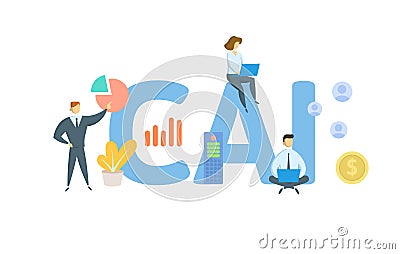 CAI, Computer Assisted Instruction. Concept with keywords, people and icons. Flat vector illustration. Isolated on white Vector Illustration
