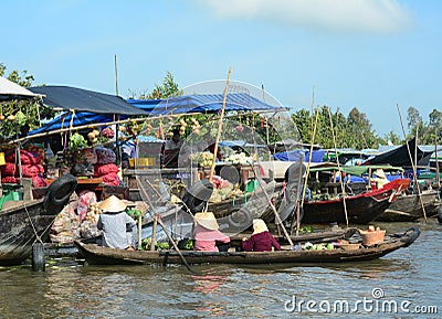 Cai Rang floating market in Can Tho, Vietnam Editorial Stock Photo