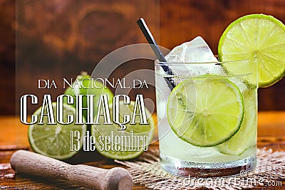 Caipirinha, typical drink from Brazil, made with lemon, sugar and Stock Photo