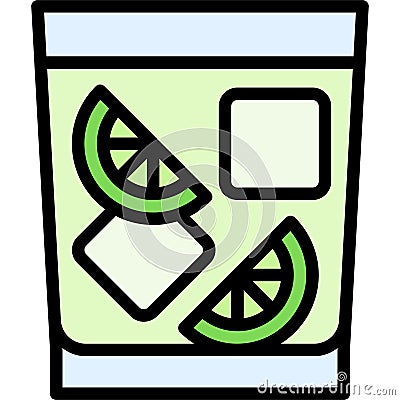 Caipiroska Cocktail icon, Alcoholic mixed drink vector Vector Illustration