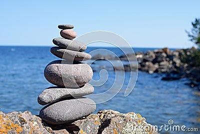 Cairn Marker on a Rock at Tettegouche State Park Stock Photo