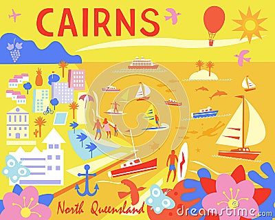 Cairns North Queensland Vector Illustration