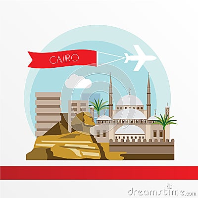Cairo detailed silhouette. Trendy stylish colorful landmarks. Vector Illustration