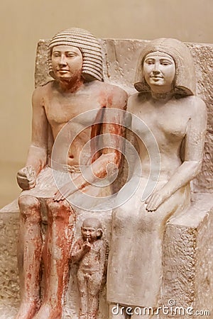 Ancient egyptian statuette in the Museum of Egyptian Antiquities in Cairo, Egypt Editorial Stock Photo