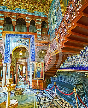 Interiors of Manial Palace, Cairo, Egypt Editorial Stock Photo