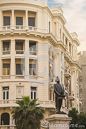 CAIRO, EGYPT - DECEMBER 29, 2021: Statue of Talaat Harb Editorial Stock Photo