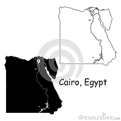 Cairo Egypt. Detailed Country Map with Location Pin on Capital City. Vector Illustration