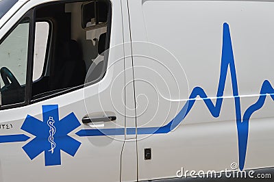 Cairo, Egypt, June 17 2023: Fully medically equipped Mercedes Benz ambulance vehicle with ventilator, oxygen cylinder, emergency Editorial Stock Photo