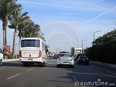 Cairo, Egypt, March 8 2023: Traffic signals in Egyptian streets, highway road car mobility and jam concept, streets of Cairo and Editorial Stock Photo