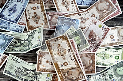 Cairo, Egypt, May 26 2023: KidZos money, currency of KidZania, a Mexican international chain of indoor family entertainment Editorial Stock Photo