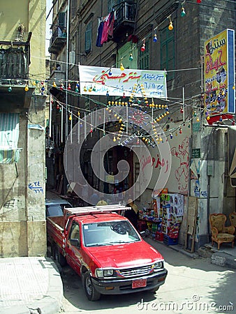 Cairo in egypt: the street and the building Editorial Stock Photo