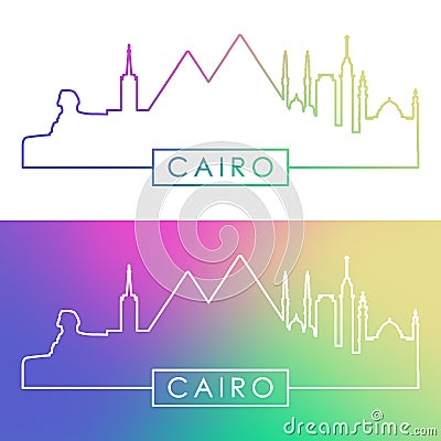 Cairo skyline. Colorful linear style. Vector Illustration