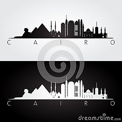 Cairo skyline and landmarks silhouette Vector Illustration