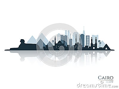 Cairo skyline silhouette with reflection. Vector Illustration