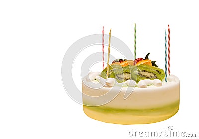 Fruit Cake and candles Stock Photo