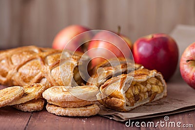 Cake with Apple filling and pastry with apples Stock Photo