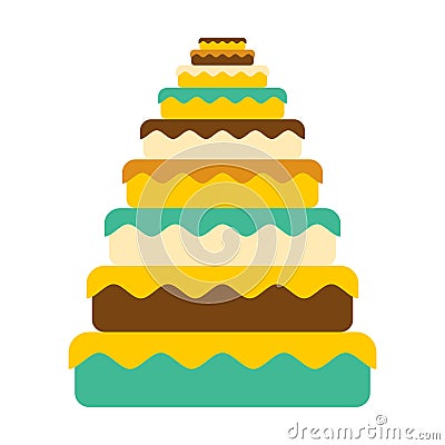 Cake big. Great pie. Food Birthday. Festive meat Vector Illustration