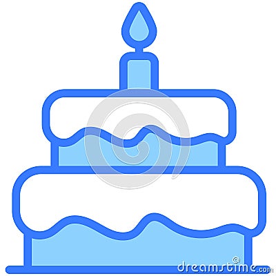 cake blue outline icon, isolated vector Vector Illustration