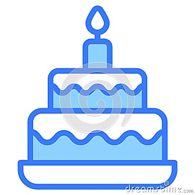 cake blue outline icon, Merry Christmas and Happy New Year icons for web and mobile design Vector Illustration