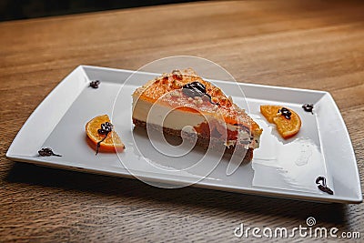 Cheesecake in powdered sugar Stock Photo