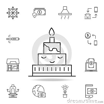 cake with a candle icon. Detailed set of web icons and signs. Premium graphic design. One of the collection icons for websites, we Stock Photo